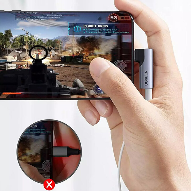 Adaptor audio Type-C la Jack 3.5mm, cip DAC Ugreen, gri, 20194