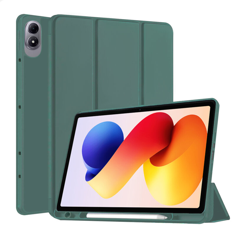 Husa Xiaomi Redmi Pad 2 Pro Techsuit Flex Trifold Pen, verde inchis
