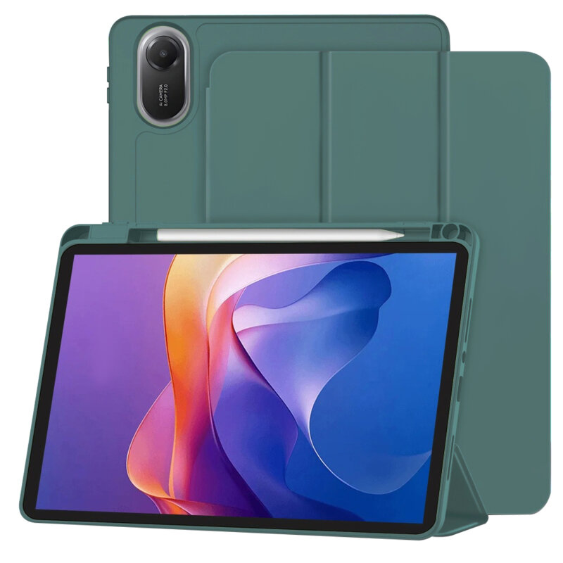 Husa Xiaomi Redmi Pad 2 Techsuit Flex Trifold Pen, verde inchis