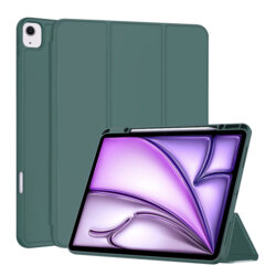 Husa iPad Air 13 (2024) Techsuit Flex Trifold Pen, verde inchis