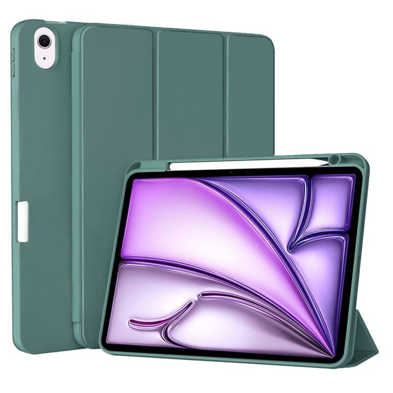 Husa iPad Air 11 (2025) Techsuit Flex Trifold Pen, verde inchis