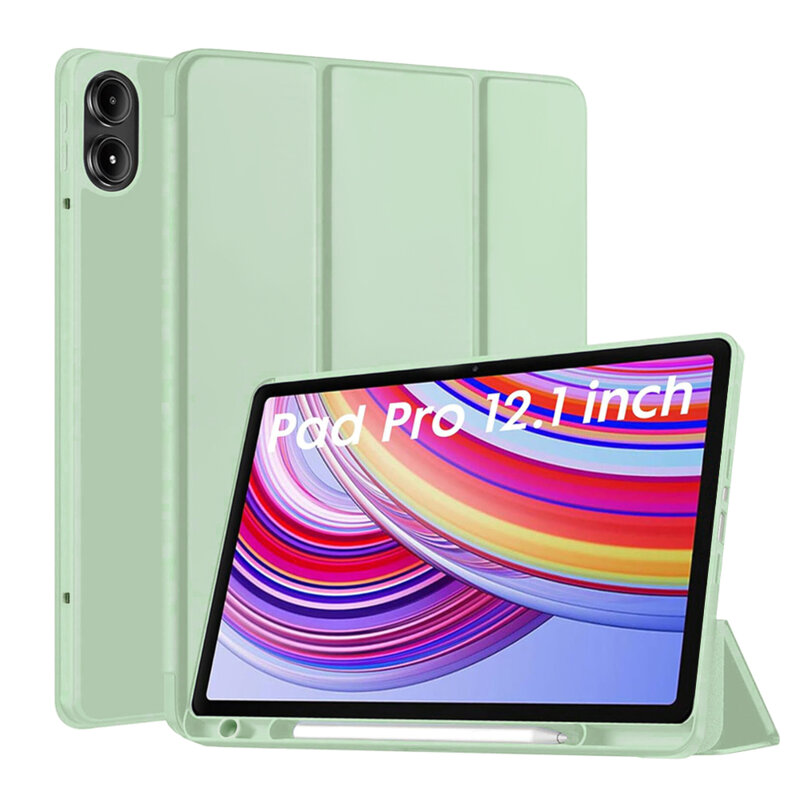 Husa Xiaomi Poco Pad Techsuit Flex Trifold Pen, verde deschis