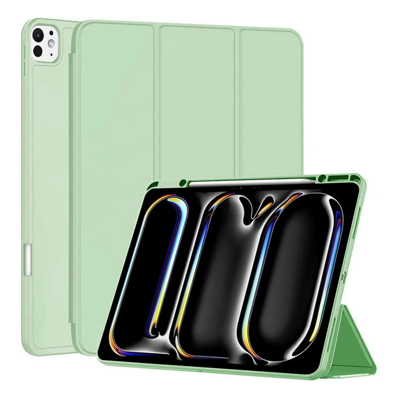Husa iPad Pro 13 (2024) Techsuit Flex Trifold Pen, verde deschis