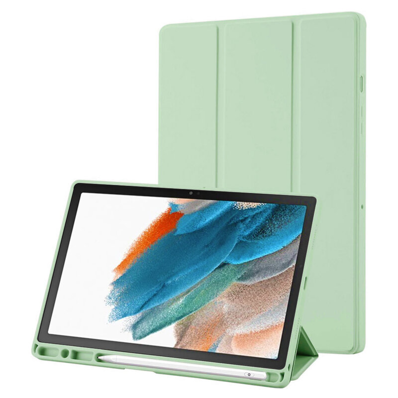 Husa Samsung Galaxy Tab A8 10.5 (2021) Techsuit Flex Trifold Pen, verde deschis