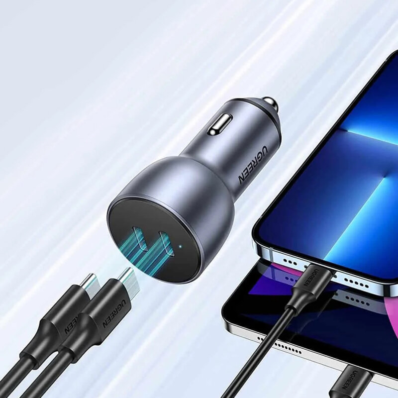 Incarcator masina 2x USB-C pentru telefon Ugreen, 60W, 70594