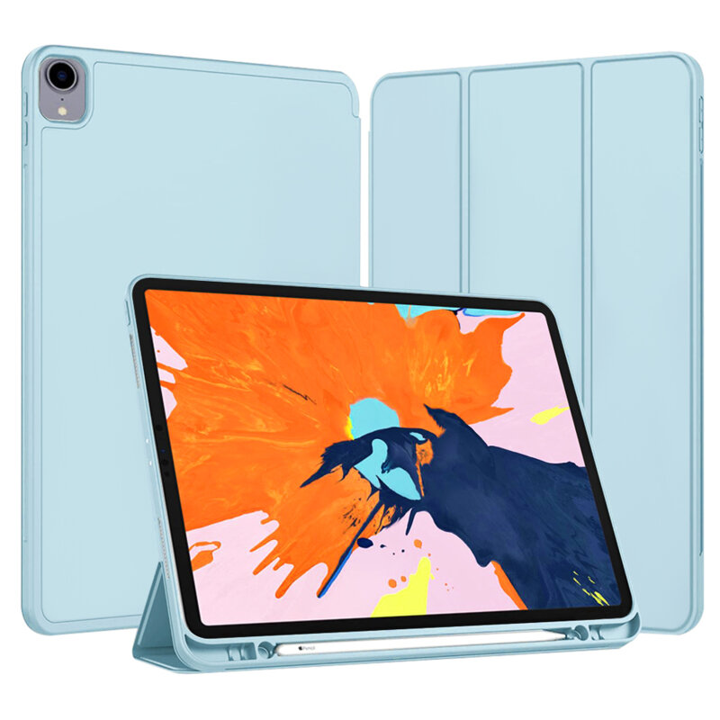 Husa iPad Pro 2018 12.9 A1876/A1983 Techsuit Flex Trifold Pen, bleu