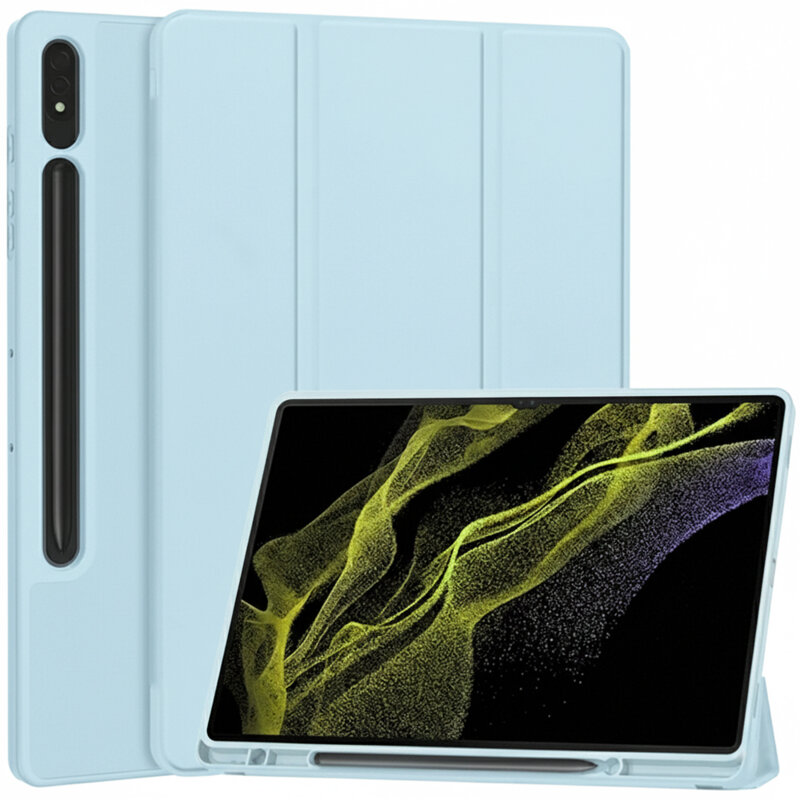 Husa Samsung Galaxy Tab S8 Ultra Techsuit Flex Trifold Pen, bleu