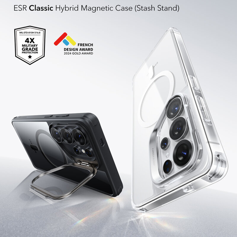 Husa Samsung Galaxy S26 Ultra ESR Classic Hybrid HaloLock Kickstand, negru/transparenta
