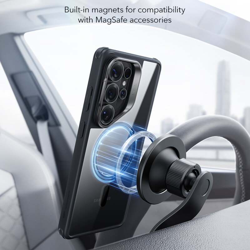 Husa Samsung Galaxy S26 Ultra ESR Classic Hybrid HaloLock Kickstand, negru/transparenta