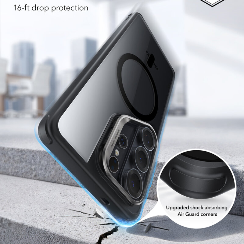 Husa Samsung Galaxy S26 Ultra ESR Classic Hybrid HaloLock Kickstand, negru/transparenta