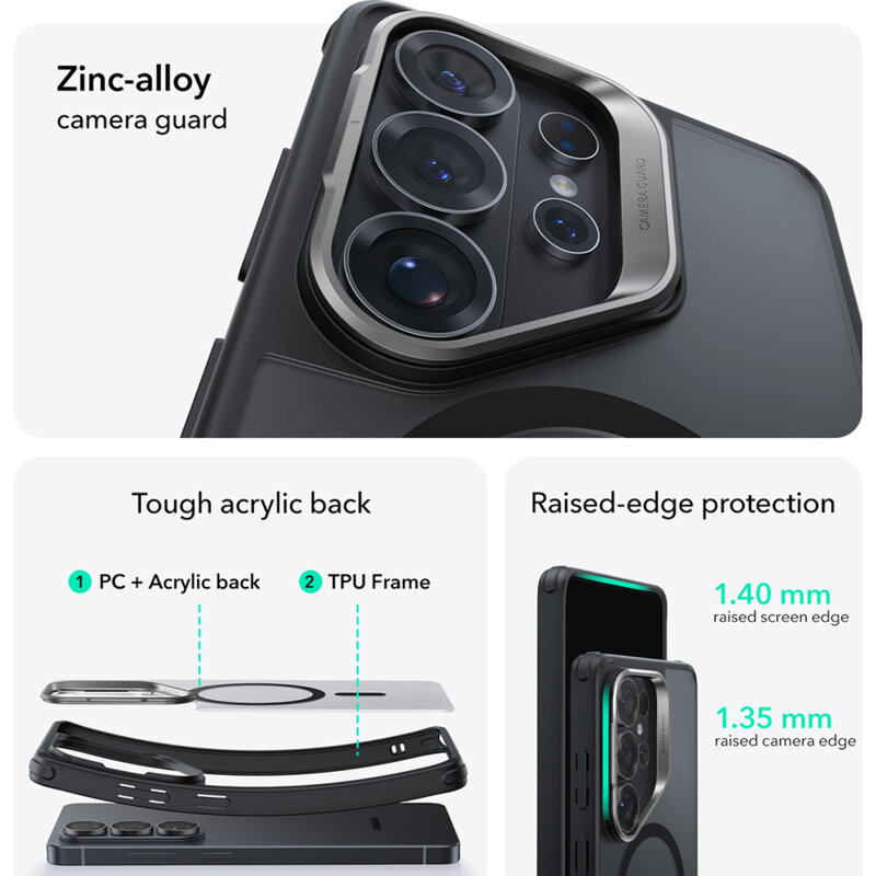 Husa Samsung Galaxy S26 Ultra ESR Classic Hybrid HaloLock Kickstand, negru frost