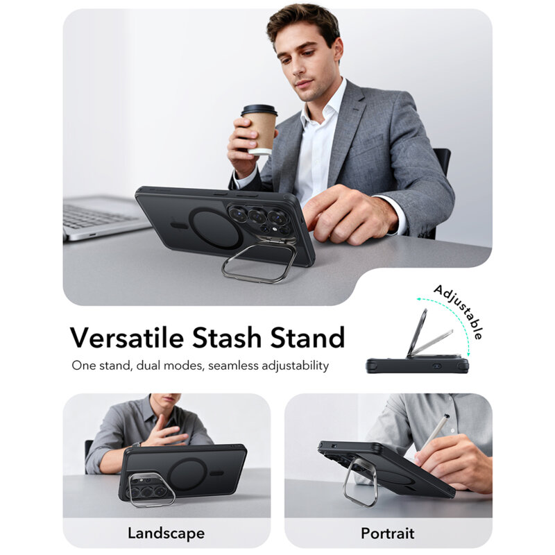 Husa Samsung Galaxy S26 Ultra ESR Classic Hybrid HaloLock Kickstand, negru frost