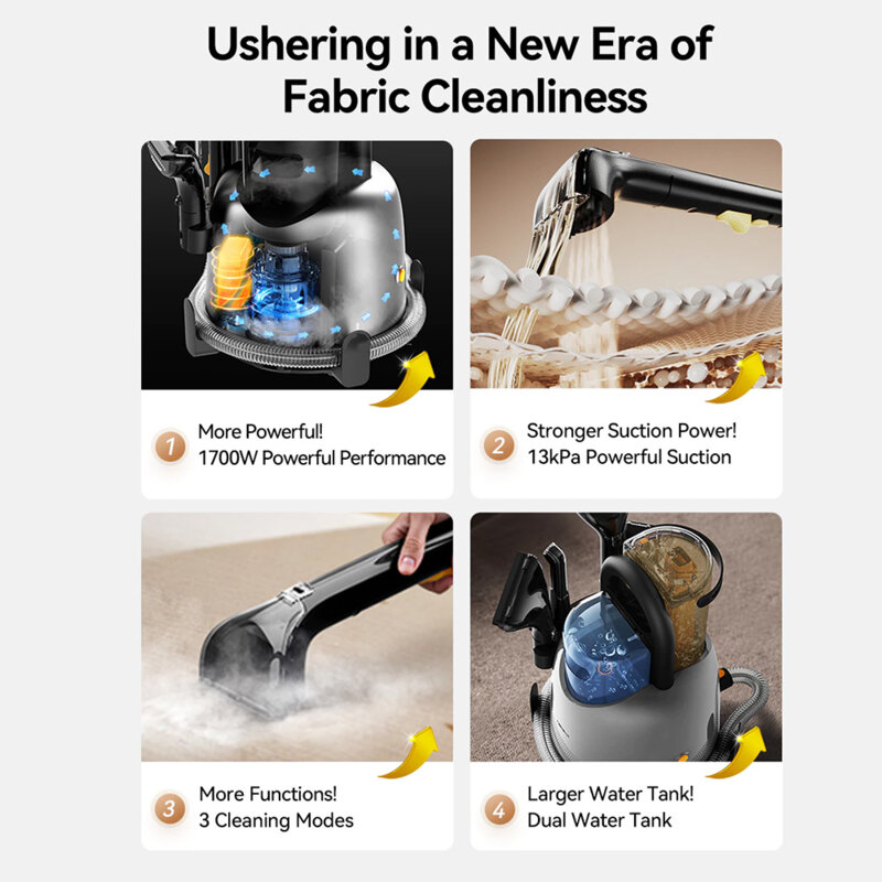 Aparat de curatat cu abur, 3 moduri Deerma BY700 S, 13kPa, 1700W