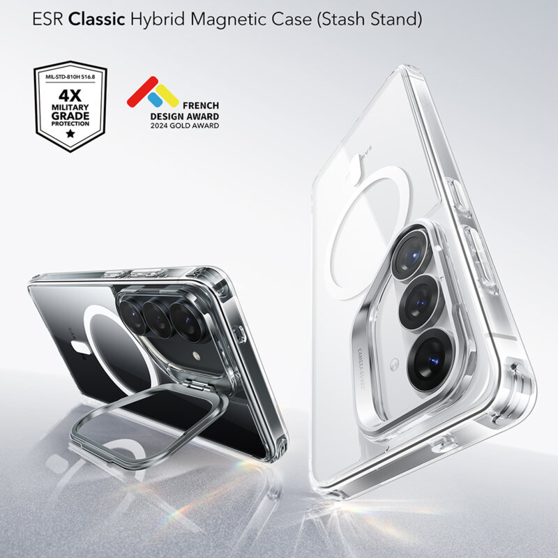 Husa Samsung Galaxy S26 Plus ESR Classic Hybrid HaloLock Kickstand, transparenta