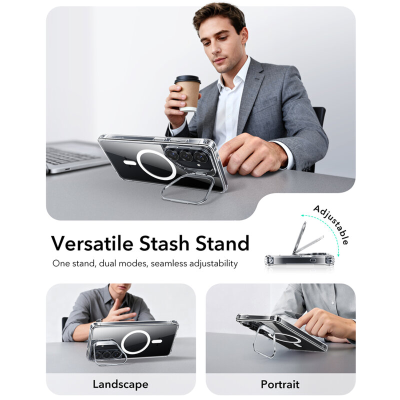 Husa Samsung Galaxy S26 Plus ESR Classic Hybrid HaloLock Kickstand, transparenta