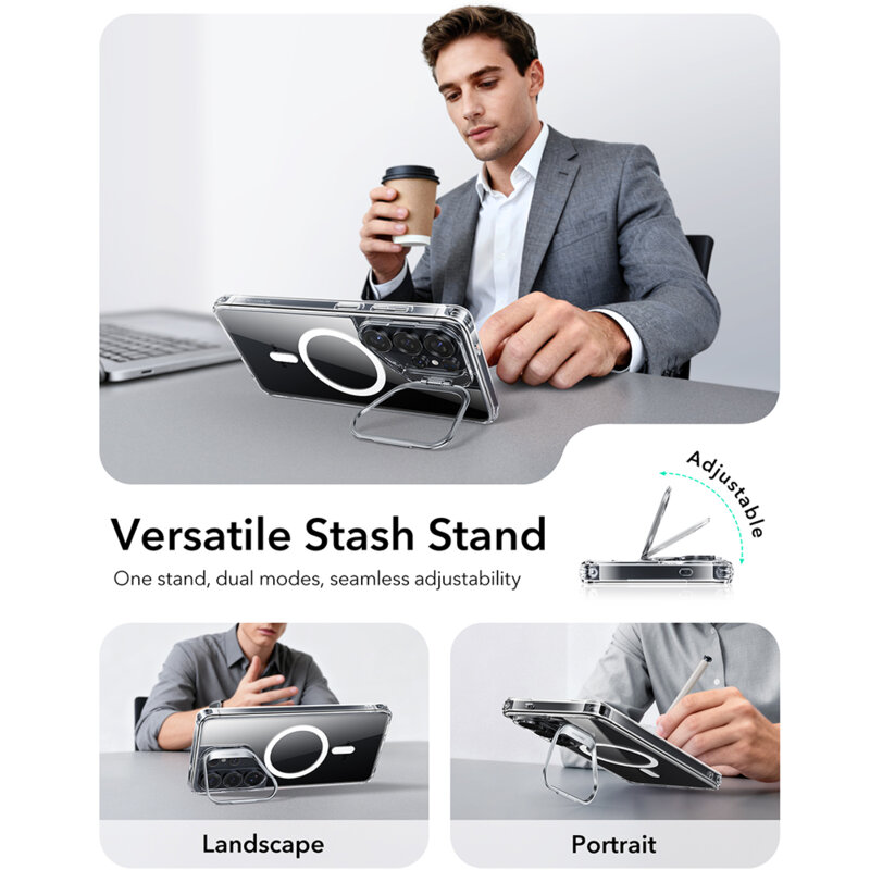 Husa Samsung Galaxy S26 Ultra ESR Classic Hybrid HaloLock Kickstand, transparenta