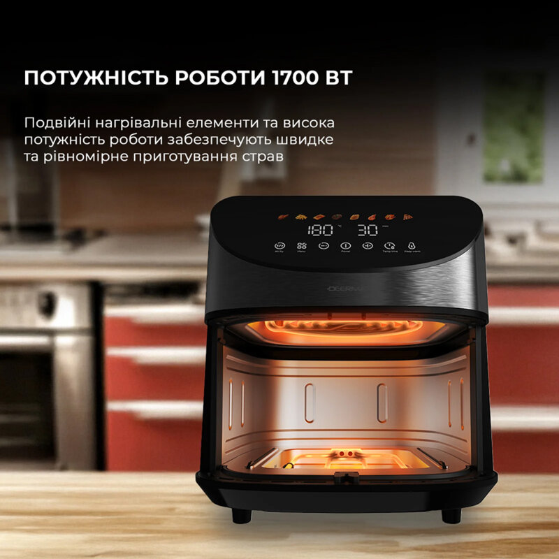 Friteuza cu aer cald 200°C, air fryer 8L Deerma KZ150W, 1700W