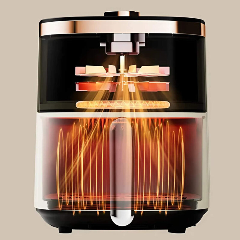 Friteuza cu aer cald 360°, air fryer 3L Deerma KZ30W, 1200W