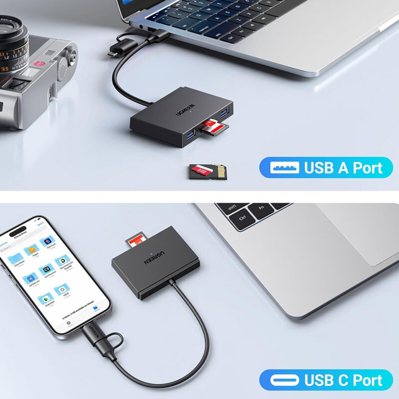 Card reader USB-C, USB, SD/TF Card Ugreen, 5Gbps, negru, 45167