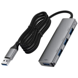 Hub USB, 5Gbps, 4 x USB3.0, 5V/3A, Plug & Play Acefast J17, gri