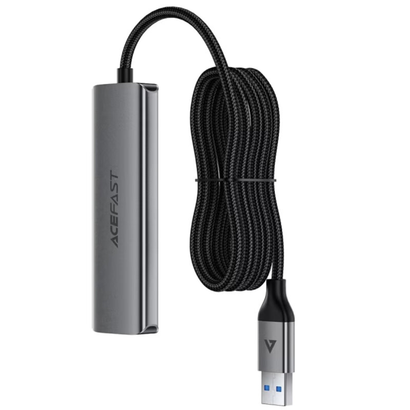 Hub USB, 5Gbps, 4 x USB3.0, 5V/3A, Plug & Play Acefast J17, gri