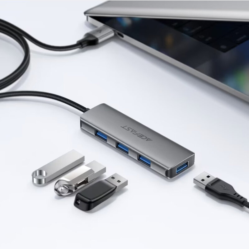 Hub USB, 5Gbps, 4 x USB3.0, 5V/3A, Plug & Play Acefast J17, gri