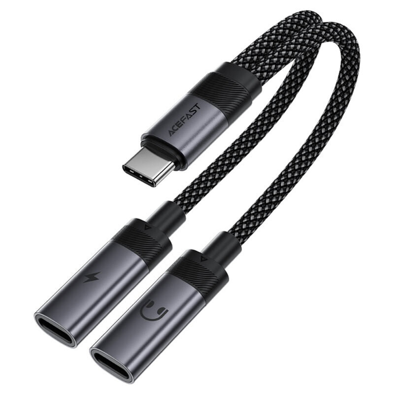 Adaptor USB-C la 2x USB-C, 60W, Hi-Fi Audio, Acefast J14