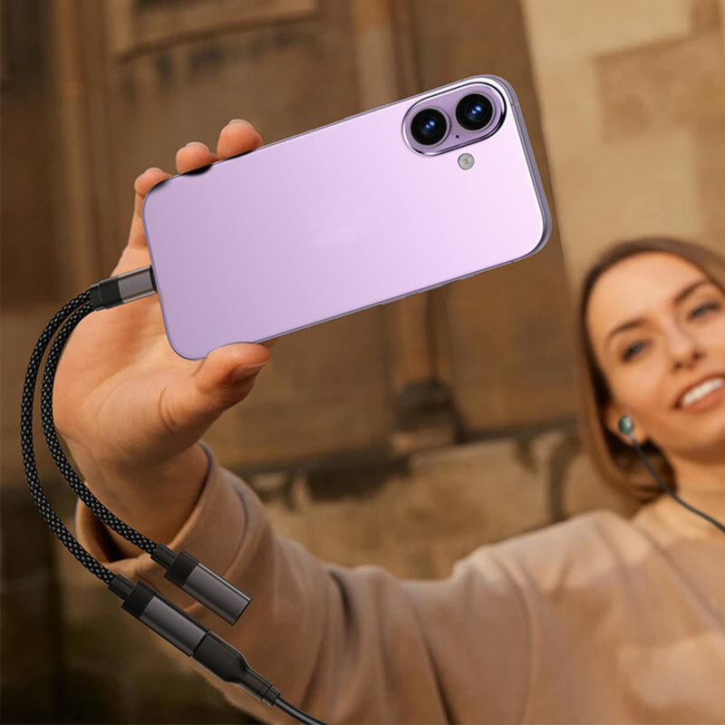 Adaptor USB-C la 2x USB-C, 60W, Hi-Fi Audio, Acefast J14