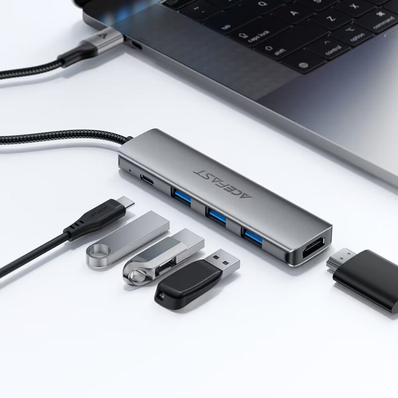 Hub USB-C 5in1, 3x USB3.0, HDMI 4K, PD 90W, Acefast J16