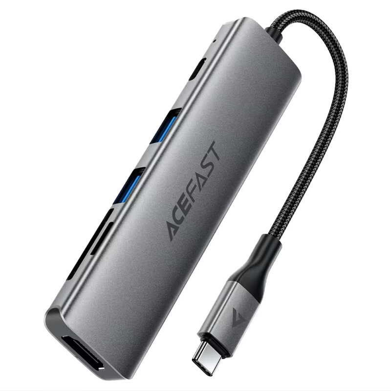 Hub USB-C 6in1, HDMI 4K, PD 90W, 2x USB3.0, SD/TF, Acefast J18