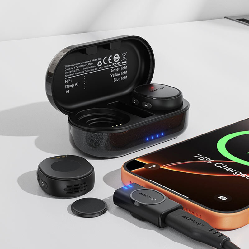 Microfoane lavalier wireless magnetice, dual mic, Acefast R3