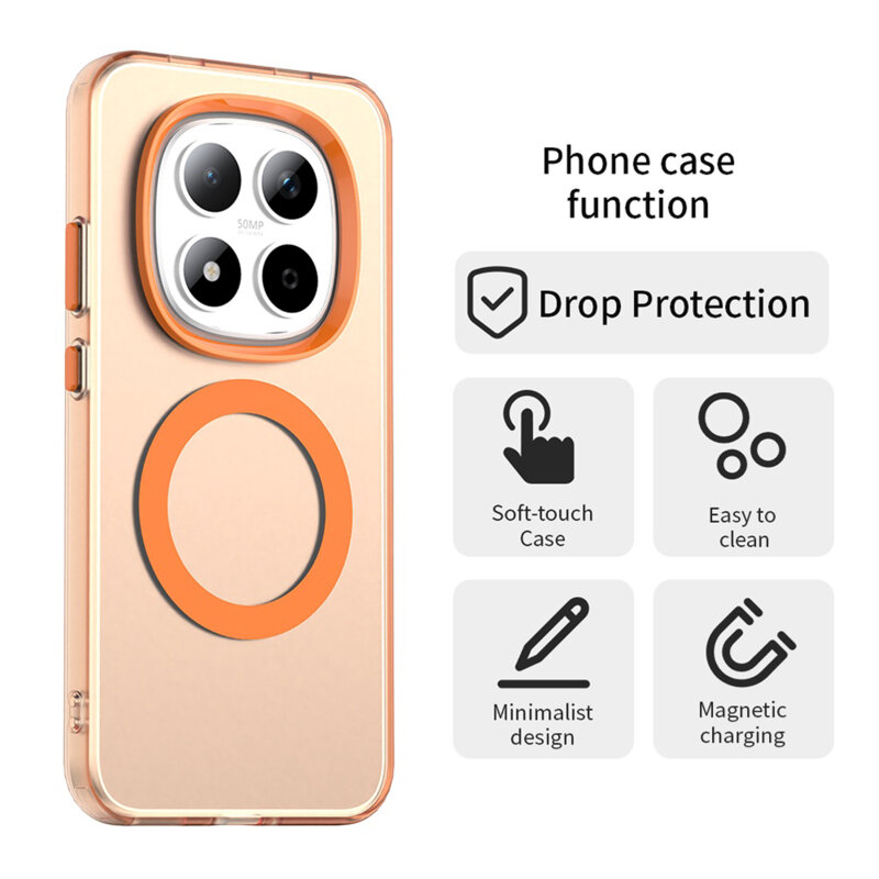 Husa Xiaomi Redmi Note 15 Pro 5G Techsuit CandyCase MagSafe, portocaliu