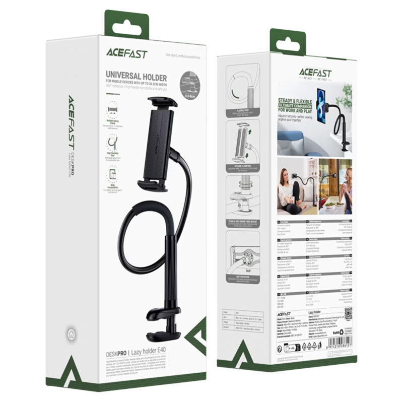 Suport birou universal, 360°, brat flexibil, Acefast E40