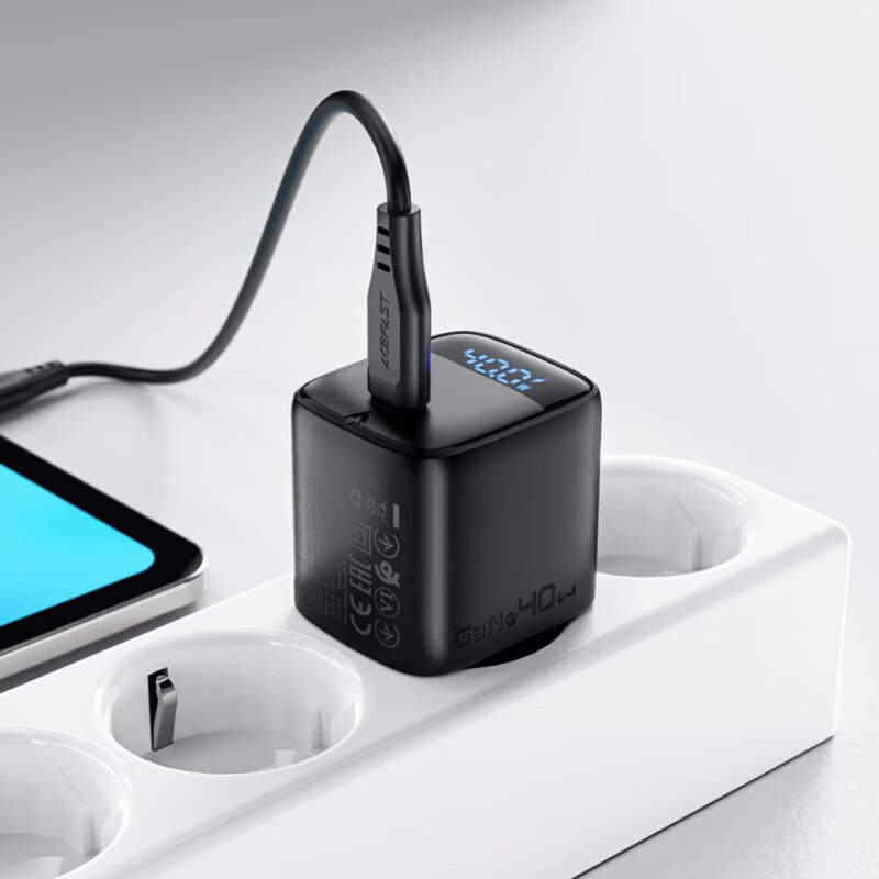 Incarcator retea Type-C GaN, cu afisaj Acefast A135, 45W, negru