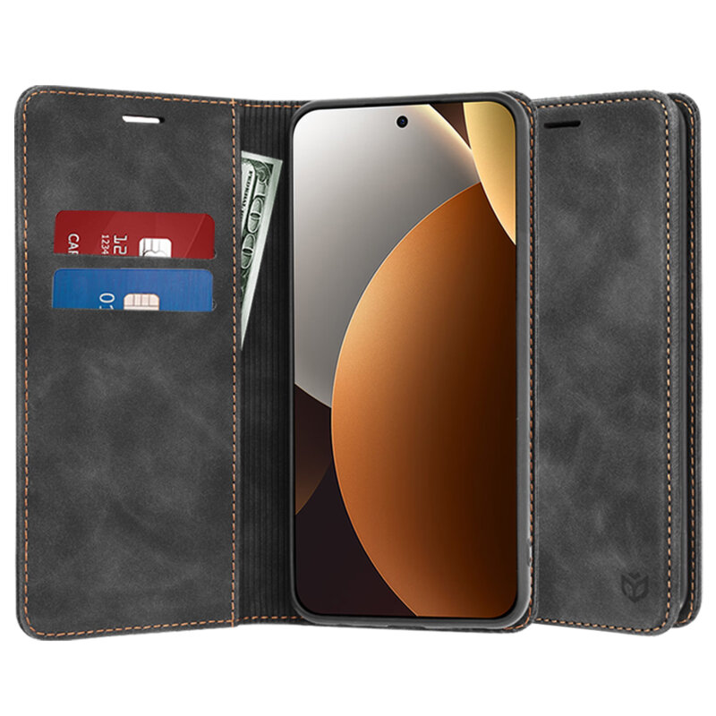 Husa piele Xiaomi Redmi Note 15 Pro+ 5G Techsuit Confy Cover, negru