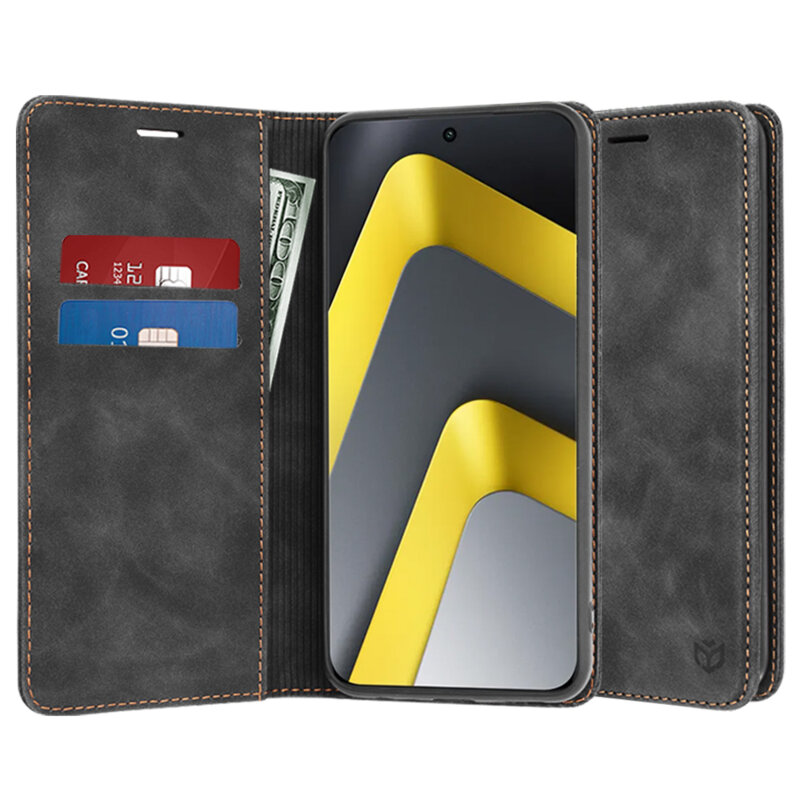 Husa piele Xiaomi Poco M8 Pro 5G Techsuit Confy Cover, negru