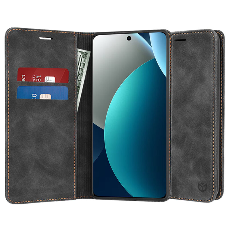 Husa piele Xiaomi Redmi Note 15 Pro 4G Techsuit Confy Cover, negru