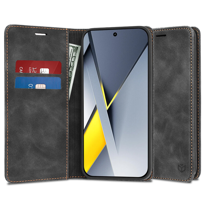 Husa piele Xiaomi Poco F8 Pro Techsuit Confy Cover, negru