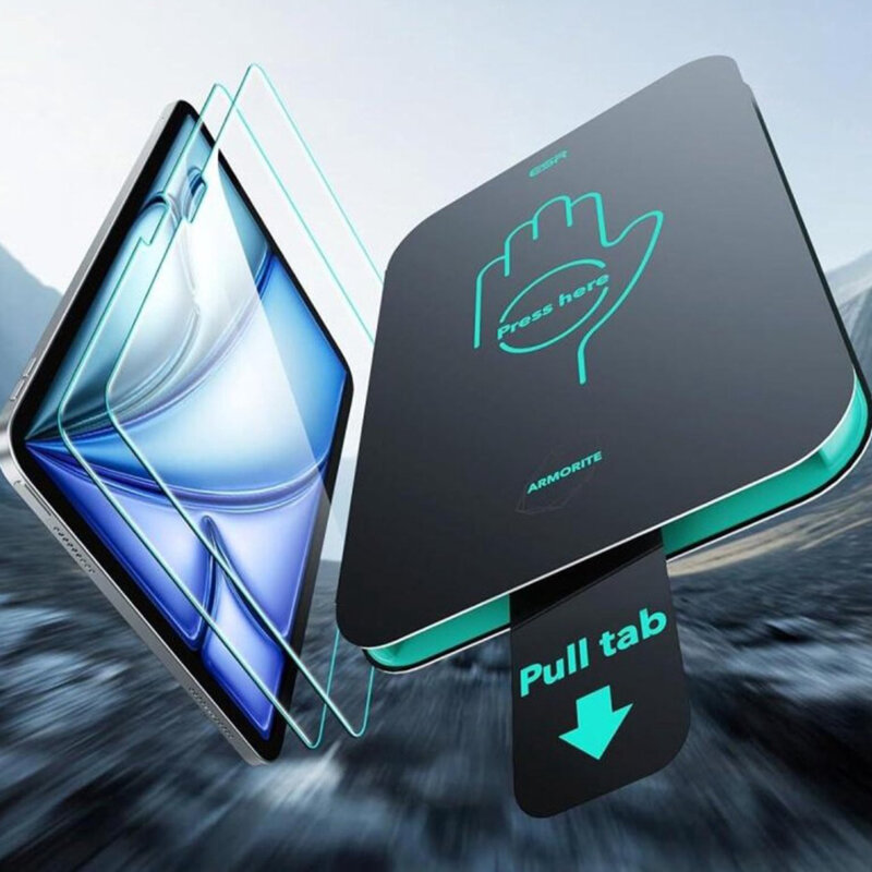 Folie sticla iPad Air 11 (2026) ESR Armorite Screen Protector UltraFit Tray, transparenta