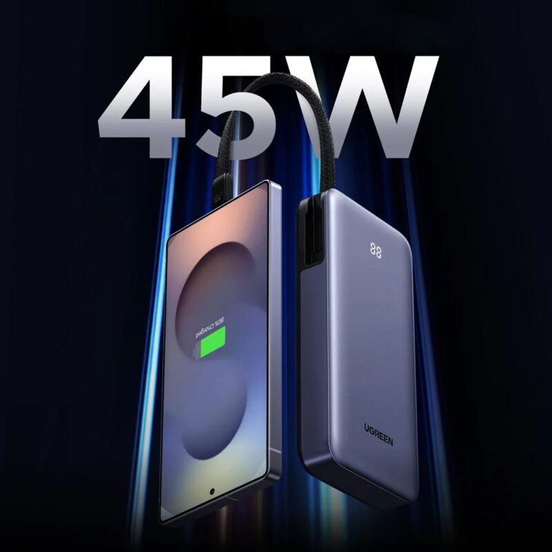 Baterie externa USB, Type-C, 20000mAh Ugreen, 45W, gri, 55988B