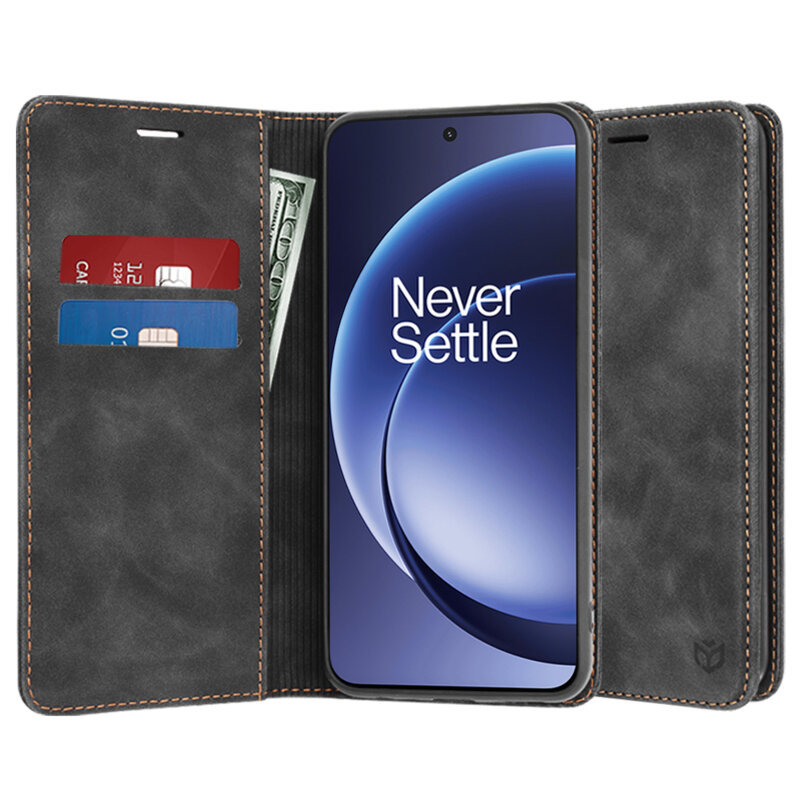 Husa piele OnePlus 15R Techsuit Confy Cover, negru