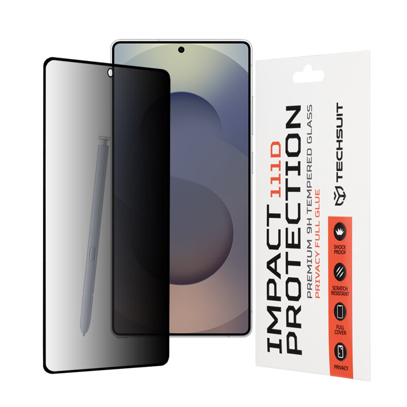 Folie sticla Samsung Galaxy S25 Ultra Techsuit 111D Privacy Full Glue, negru
