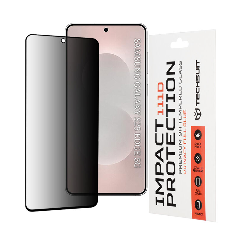 Folie sticla Samsung Galaxy S25 Edge Techsuit 111D Privacy Full Glue, negru