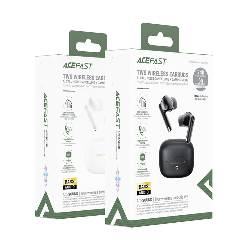 Casti wireless in-ear, AI Noise Cancelling, BT6.0, Acefast W7