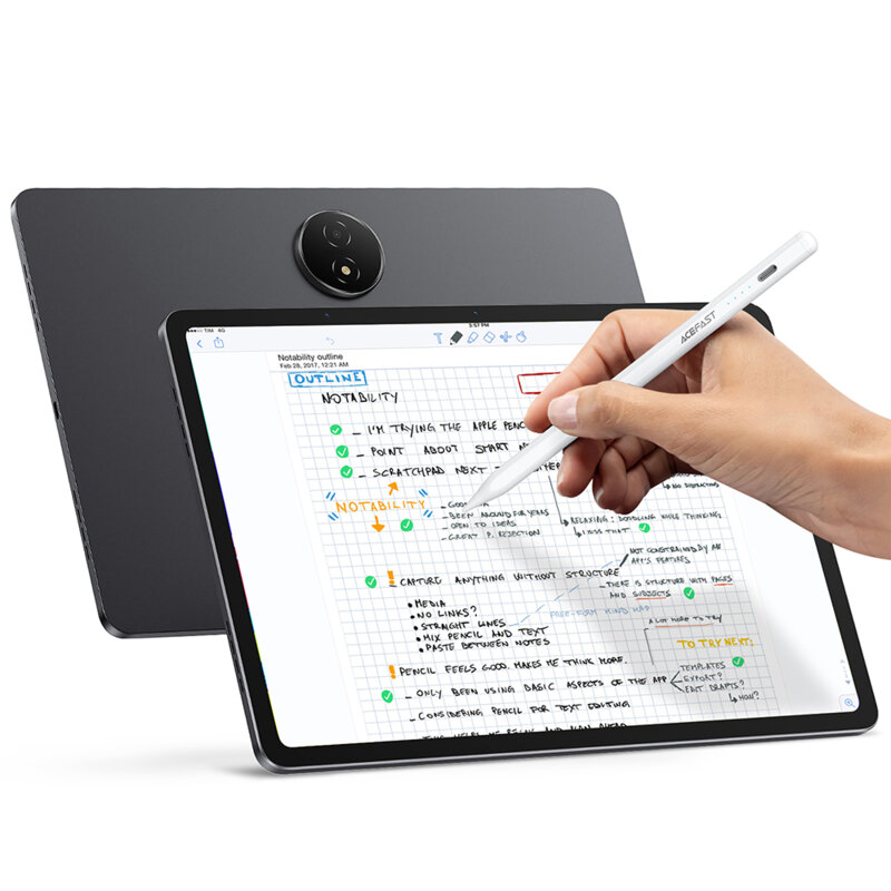 Stylus pen universal active Acefast V1, 130mAh, Type-C, alb