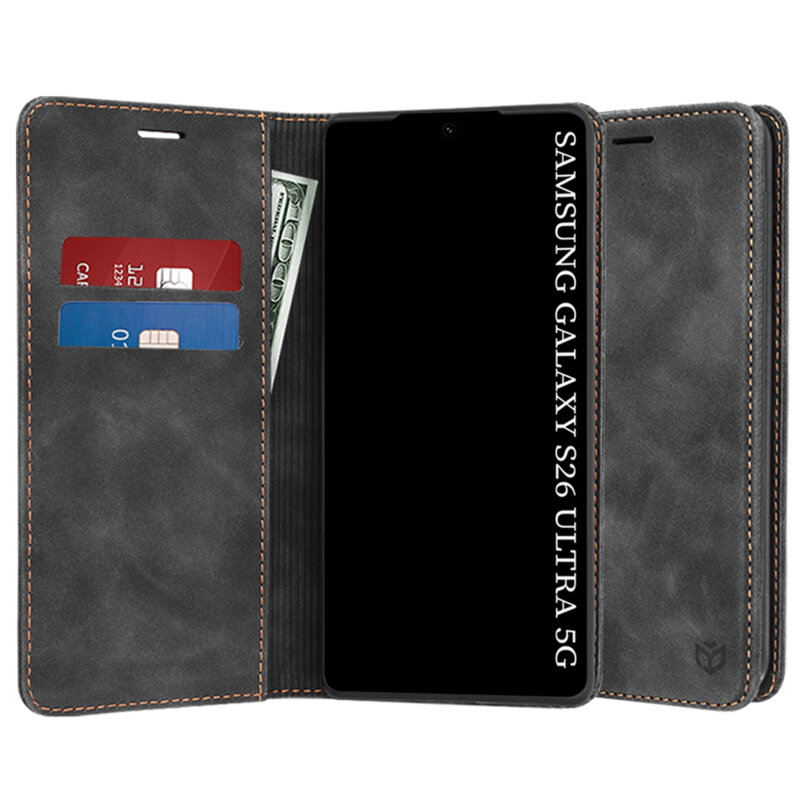Husa piele Samsung Galaxy S26 Ultra Techsuit Confy Cover, negru