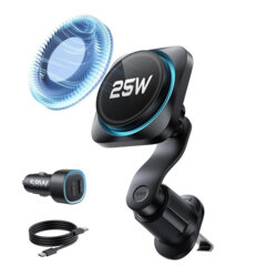 Suport auto Qi2 HaloLock pentru grila + incarcator bricheta ESR, negru