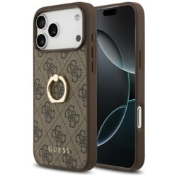 Husa originala Guess iPhone 17 Pro Max Hardcase 4G Ring Stand, maro, GUHCP17X4GMRBR