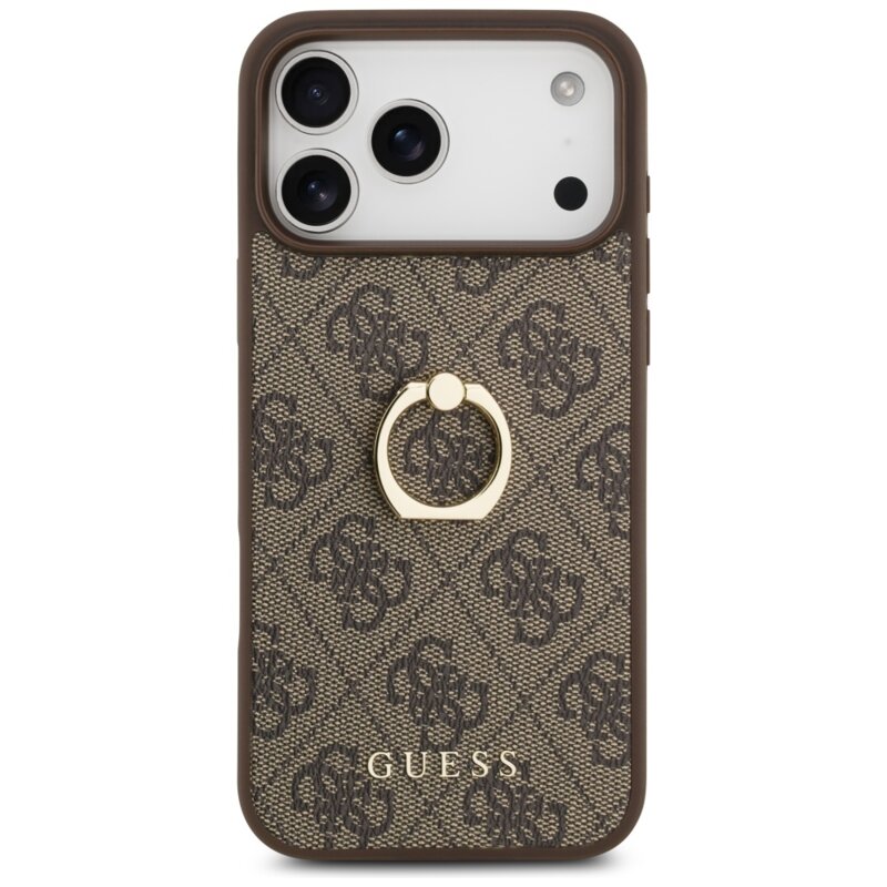 Husa originala Guess iPhone 17 Pro Max Hardcase 4G Ring Stand, maro, GUHCP17X4GMRBR