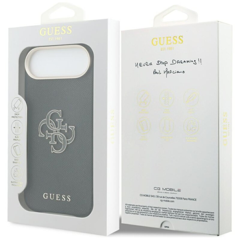 Husa originala Guess iPhone 17 Air Hardcase Resin Logo, negru, GUHCP17M5PS4RGGK